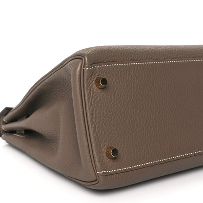 Hermes Taurillon Clemence Kelly Retourne 28 Etoupe 8 of 9