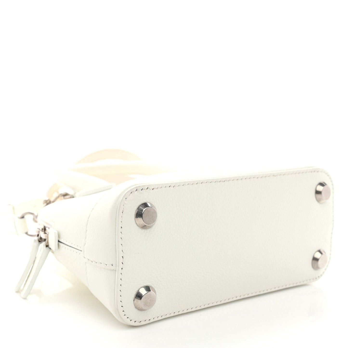 Grained Calfskin XXS Ville Top Handle Bag White Black