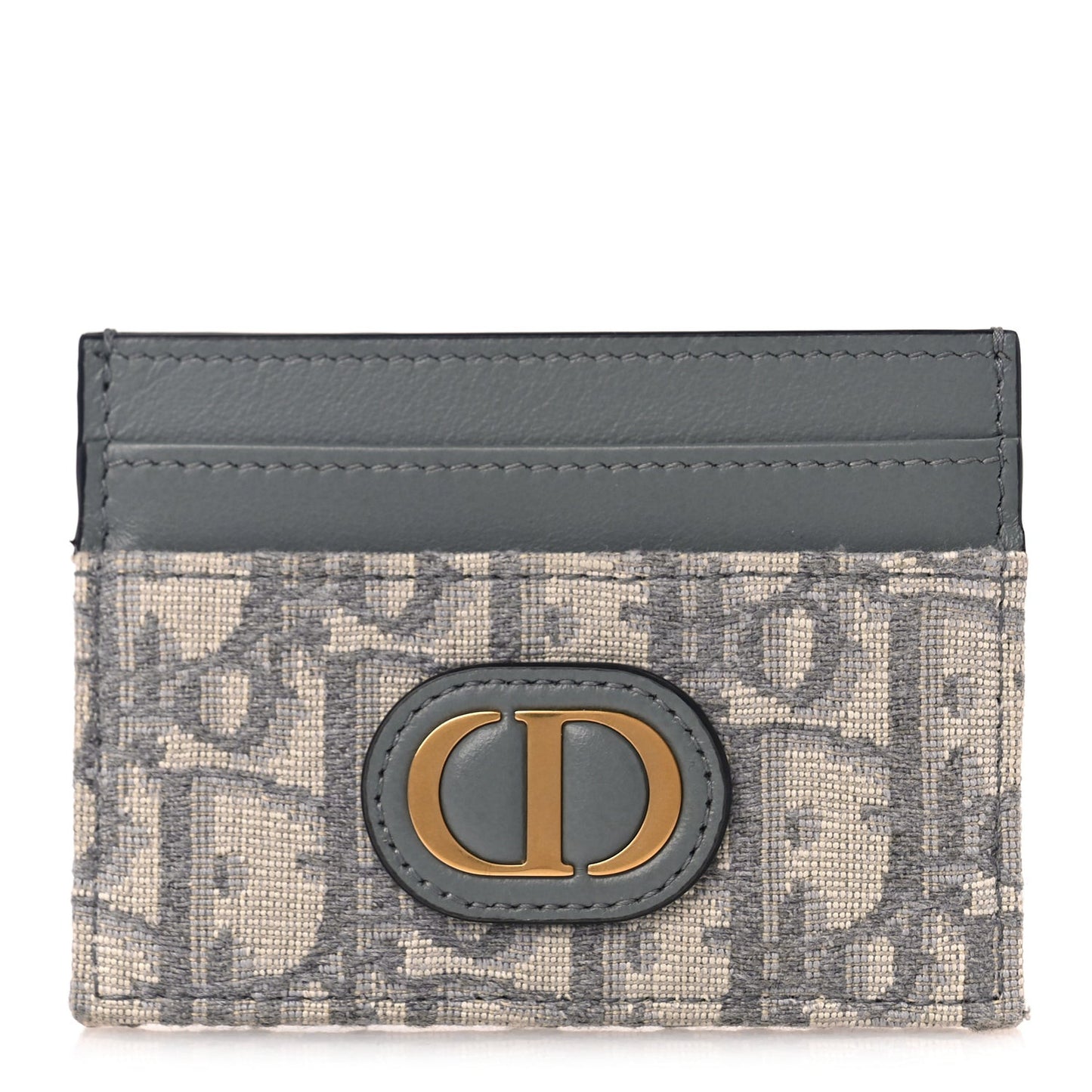 Oblique Calfskin 30 Montaigne Freesia Card Holder Grey