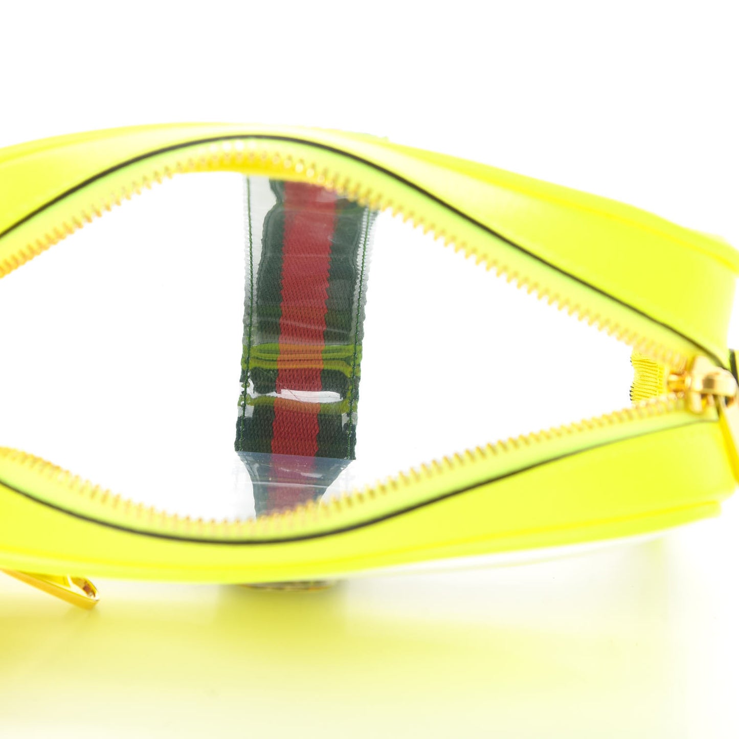 Vinyl Web Mini Ophidia Transparent Shoulder Bag Yellow Fluo