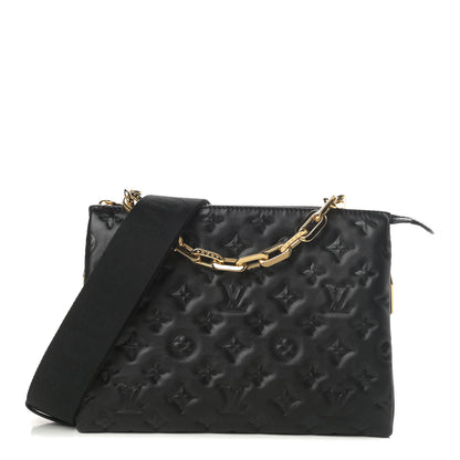 Louis Vuitton Lambskin Embossed Monogram Coussin PM Black 1 of 11