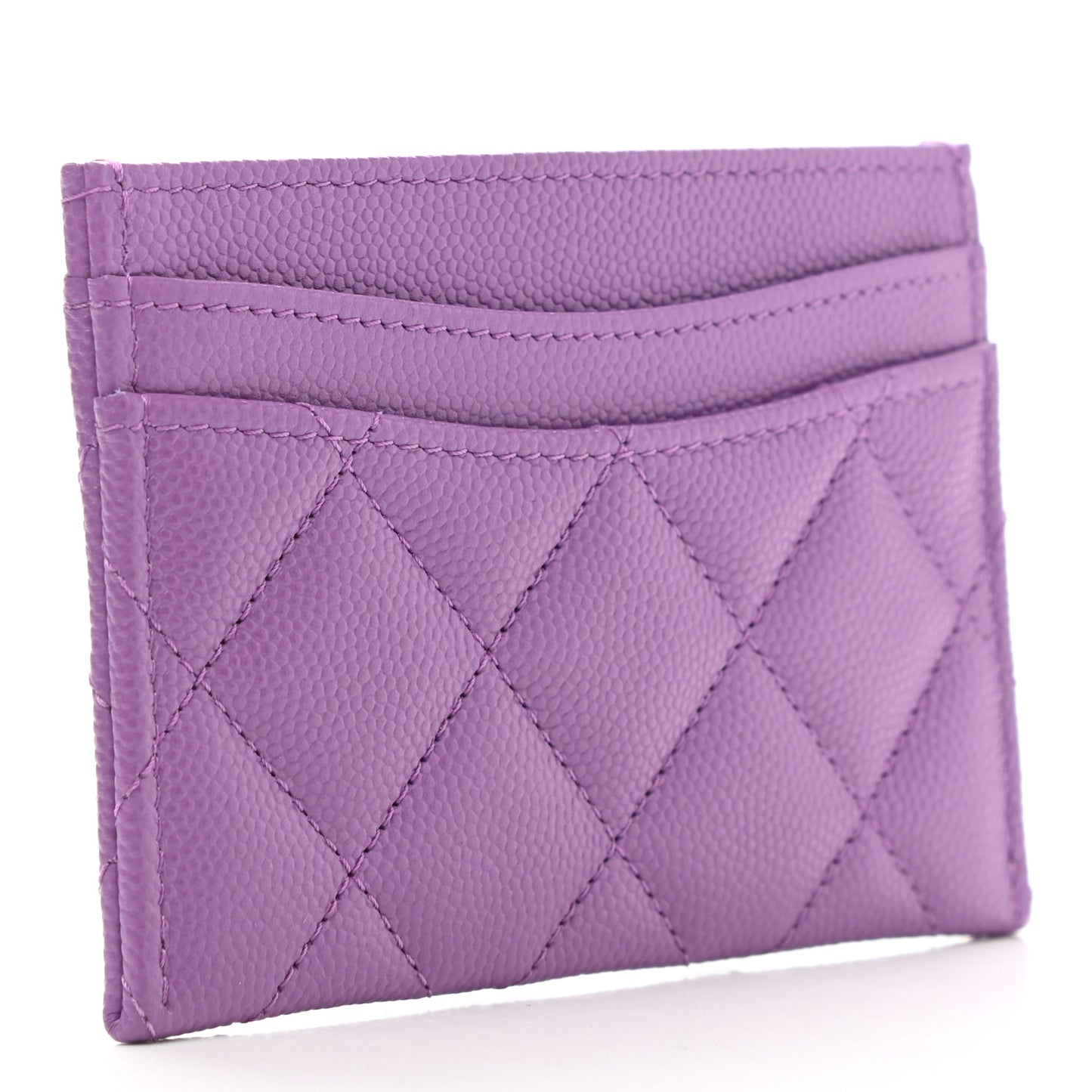 Caviar Quilted Card Holder Purple