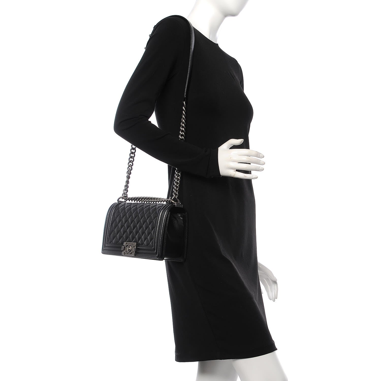 Chanel Caviar Quilted Medium Boy Flap Black 2 of 7