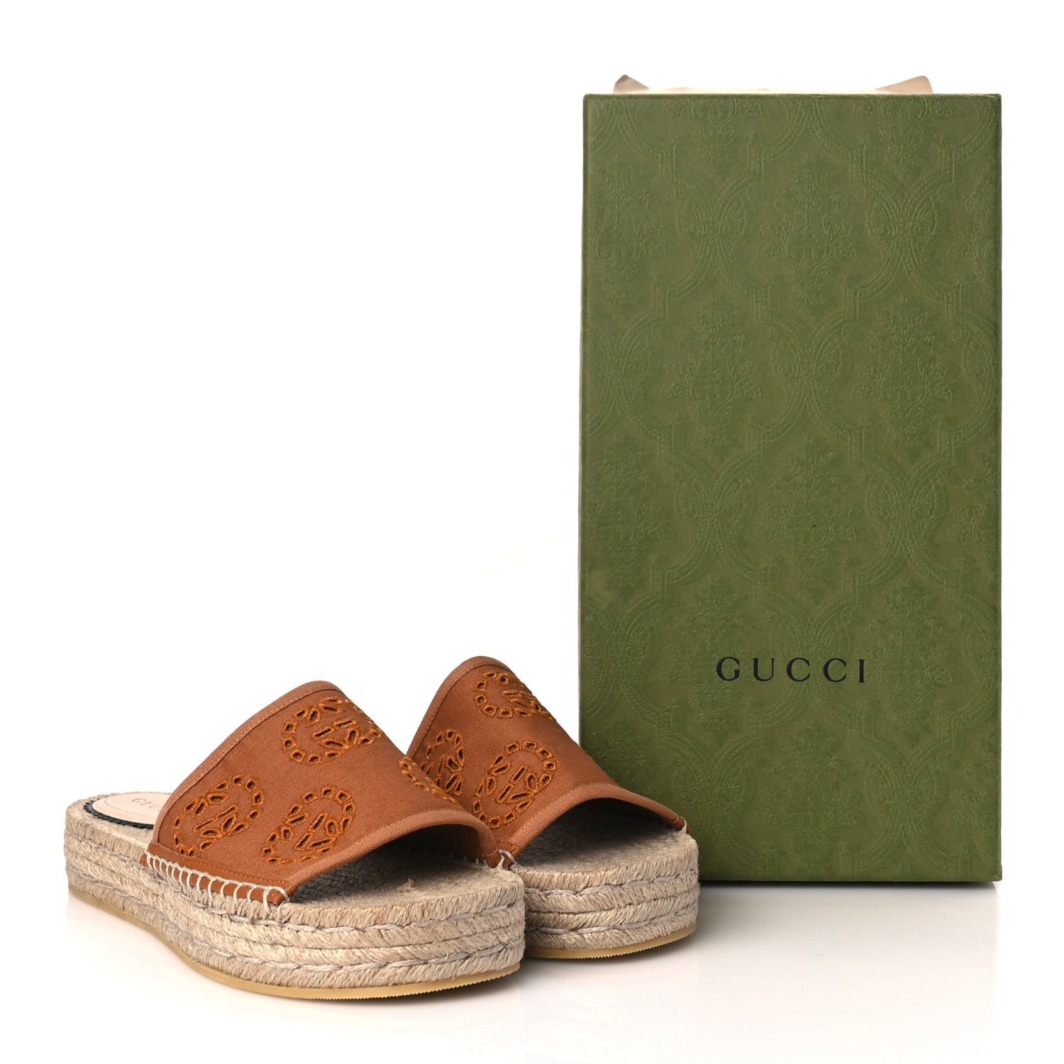 Gucci Canvas Interlocking G Damita Espadrille Sandals 38 Blondie Cognac 9 of 9