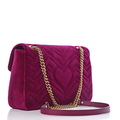 Gucci Velvet Matelasse Medium GG Marmont Shoulder Bag Fuchsia Violet Cyclamen 3 of 10