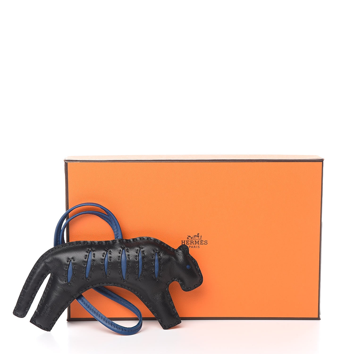 Hermes Milo Lambskin Rooroo Bag Charm Black Bleu de Malte 4 of 4