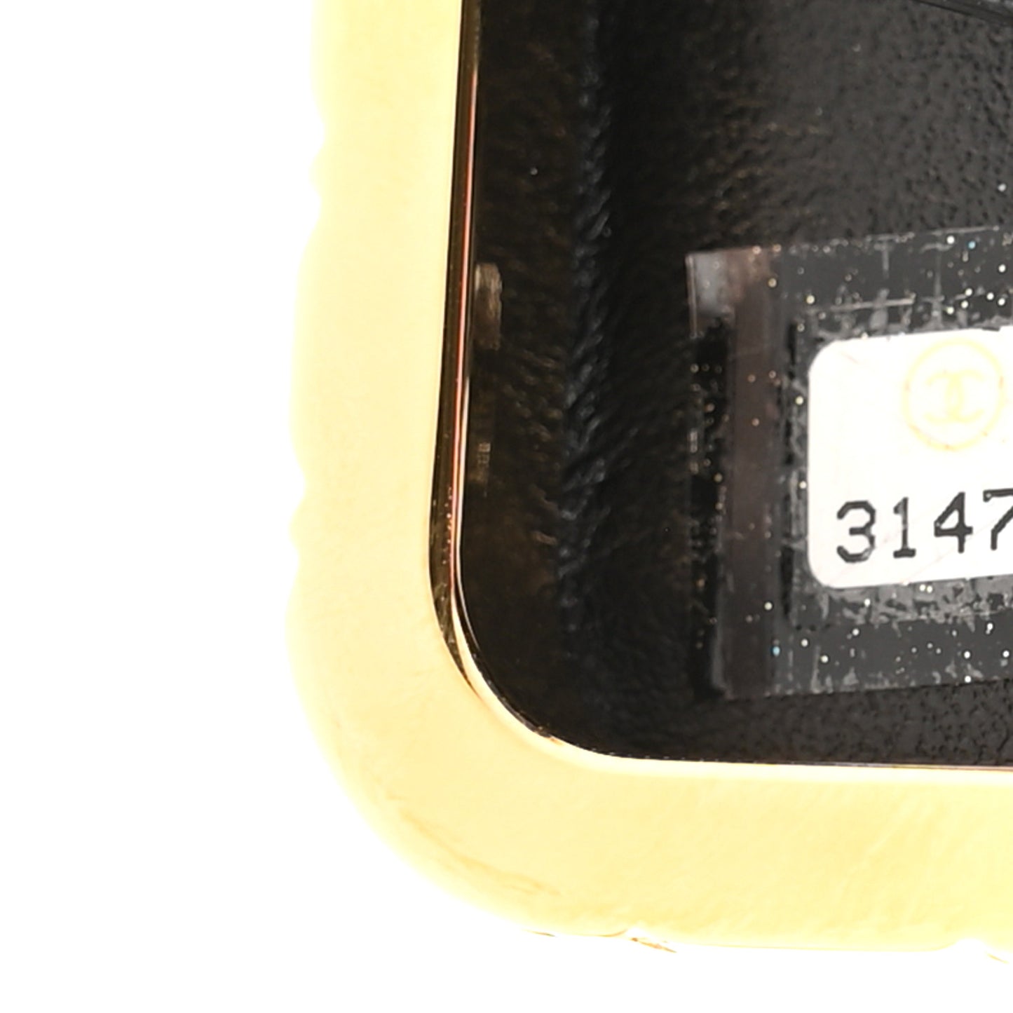 Glazed Goatskin Quilted Small Box With Chain Black