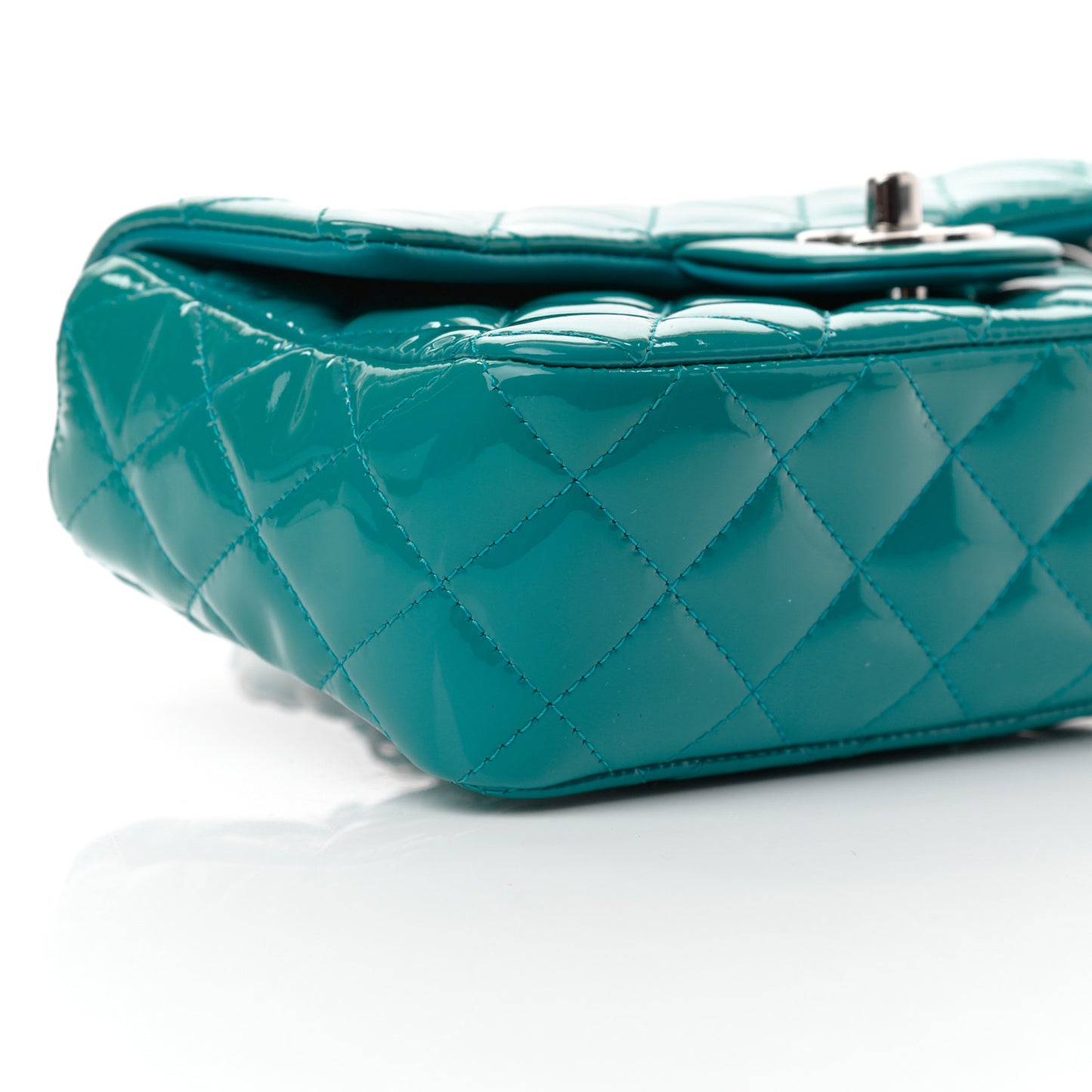Patent Quilted Mini Rectangular Flap Turquoise