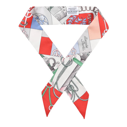 Hermes Silk Cliquetis Twilly Grenadine White Vert 1 of 4