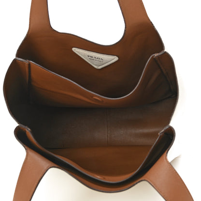 Prada Vitello Daino Dynamique Tote White Caramel 5 of 13