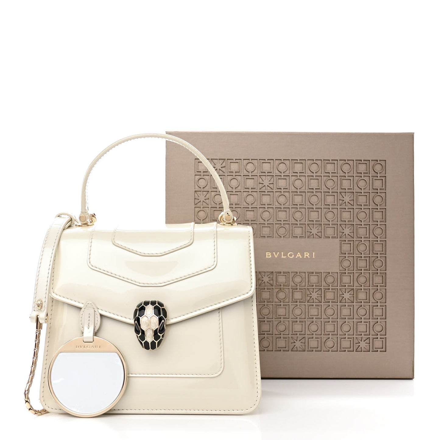 Patent Serpenti Forever Top Handle White