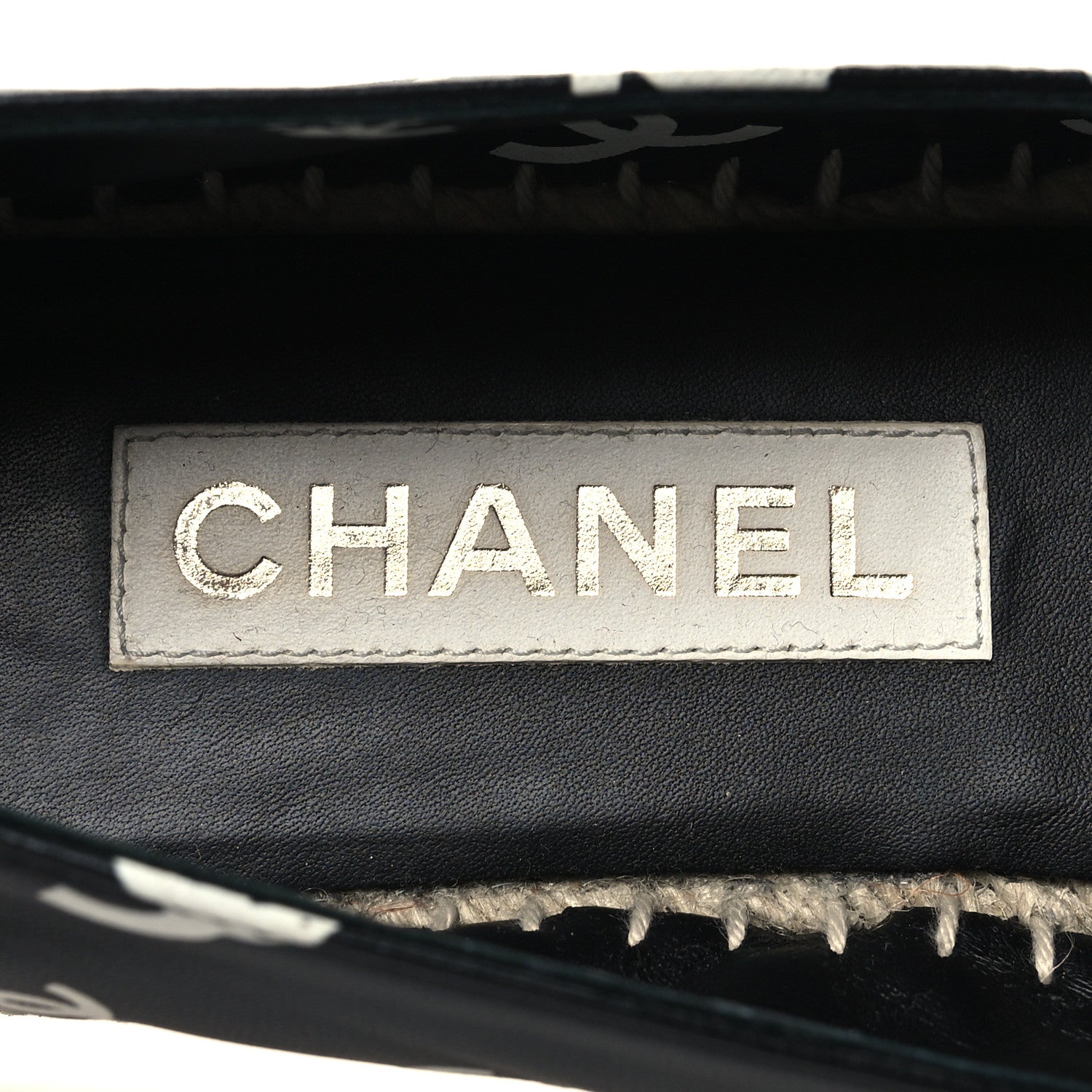 Chanel Lambskin Printed CC Espadrilles 38 Black White 9 of 9