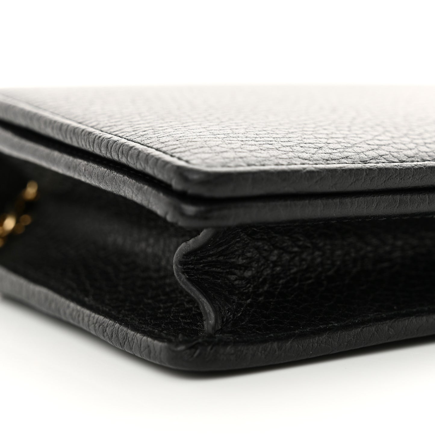 Calfskin Mini GG Marmont Chain Wallet Black