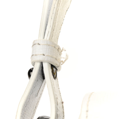 Off-White Saffiano Striped Diag Binder Flap Bag White Black 13 of 14