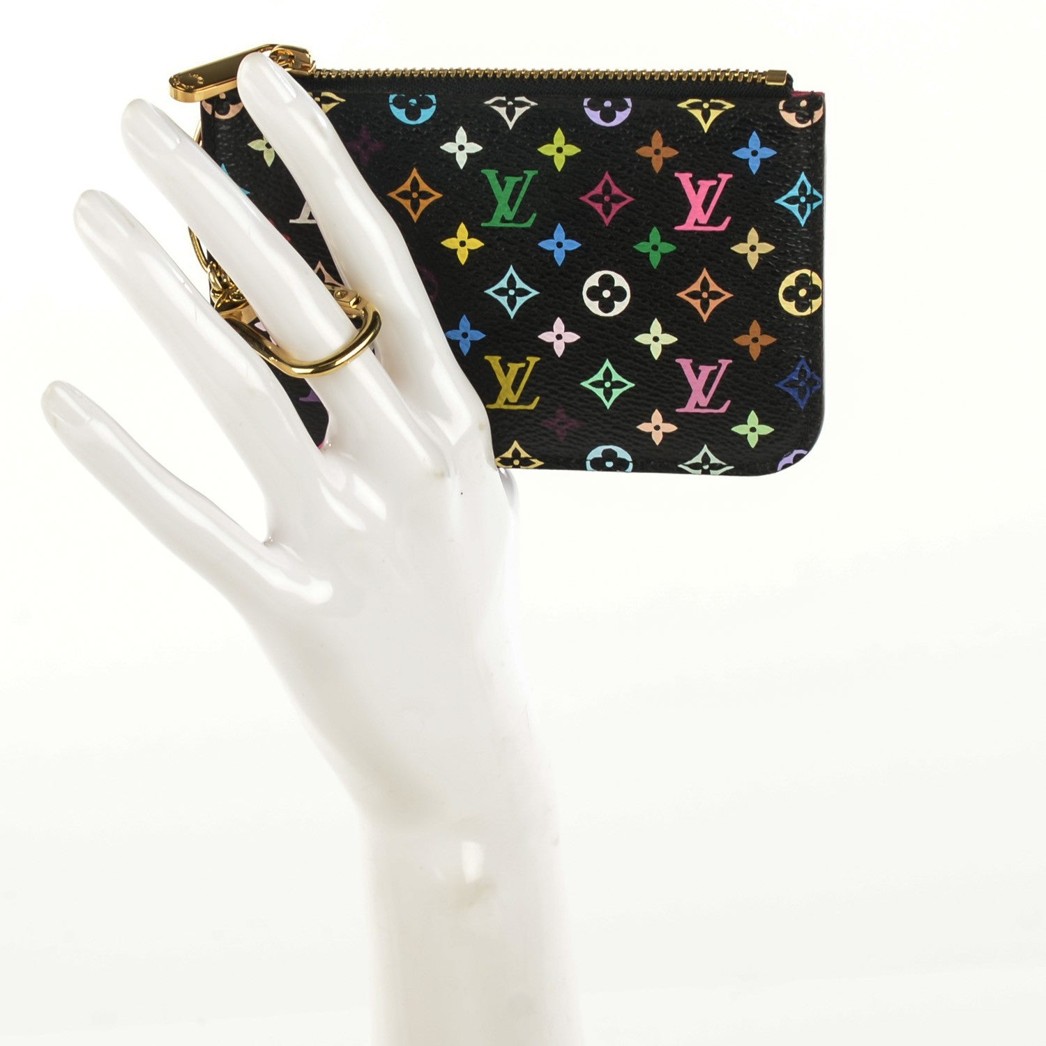 Louis Vuitton Monogram Multicolor Key Pouch Black Grenade 1 of 7