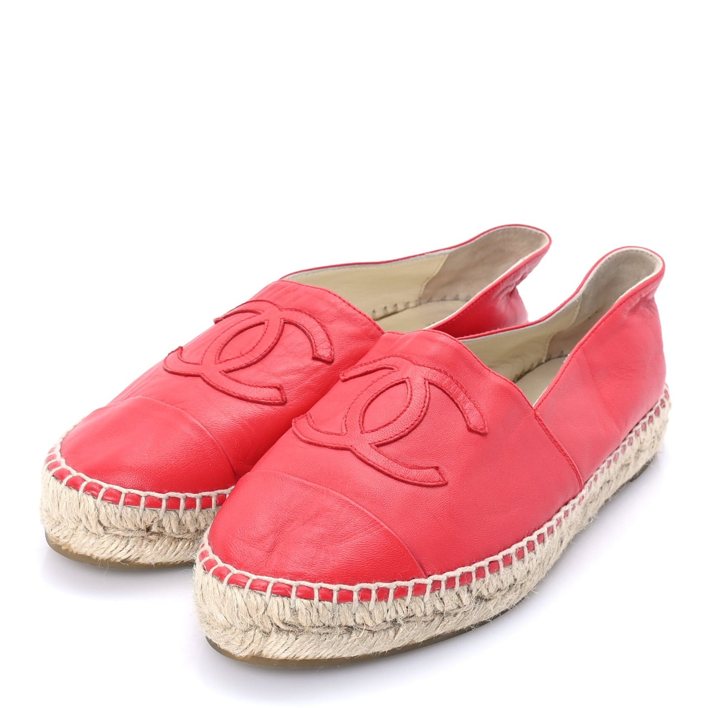 Lambskin CC Espadrilles 37  Red