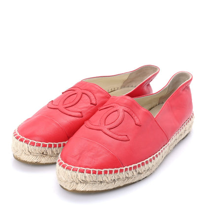 Chanel Lambskin CC Espadrilles 37  Red 2 of 8