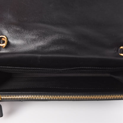 Saint Laurent Nappa Matelasse Chevron Monogram Envelope Chain Wallet Black 5 of 9