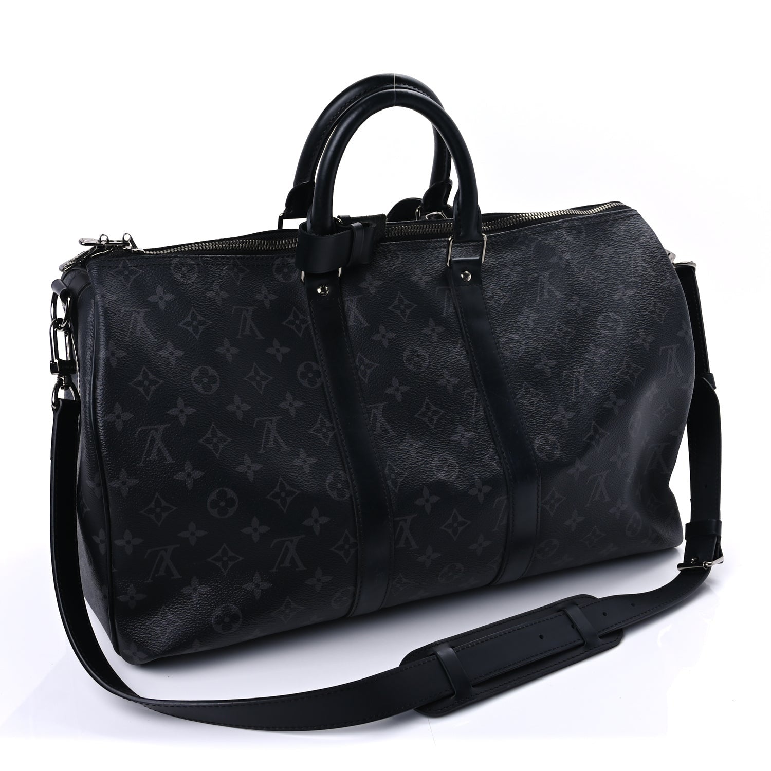 Louis Vuitton Monogram Eclipse Keepall Bandouliere 45  Black 2 of 8