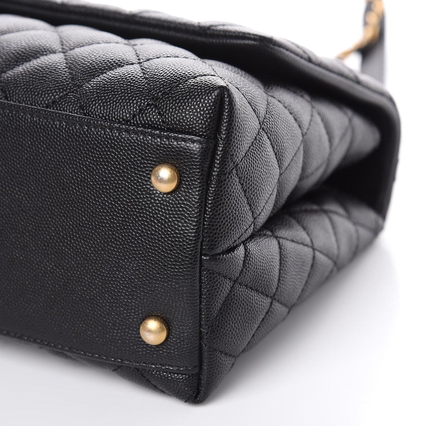 Caviar Elaphe Quilted Small Coco Handle Flap Black