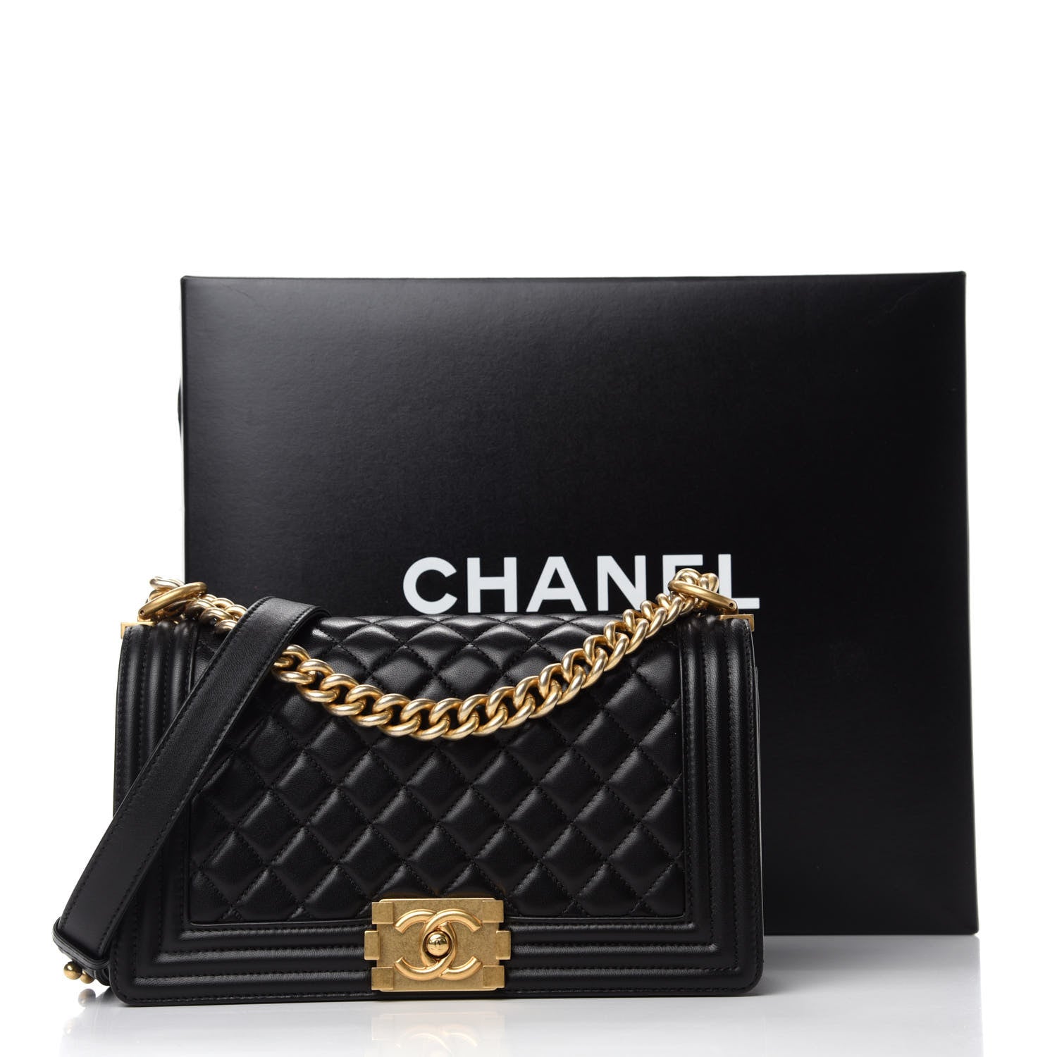 Chanel Lambskin Quilted Medium Boy Flap Black 11 of 11