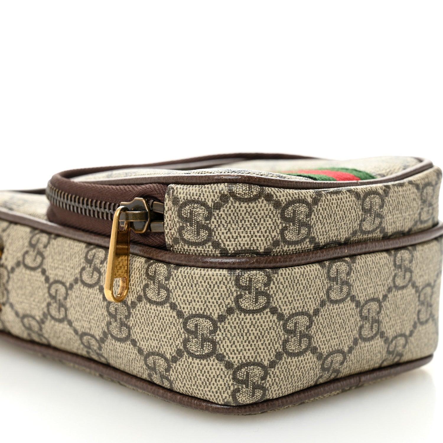 Gucci GG Supreme Monogram Web Mini Ophidia Double Zip Messenger Bag Beige New Acero 10 of 13