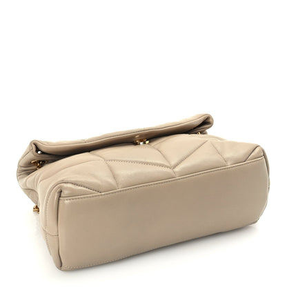 Saint Laurent Lambskin Quilted Small Loulou Puffer Monogram Chain Satchel Dark Beige Dark Beige 3 of 8