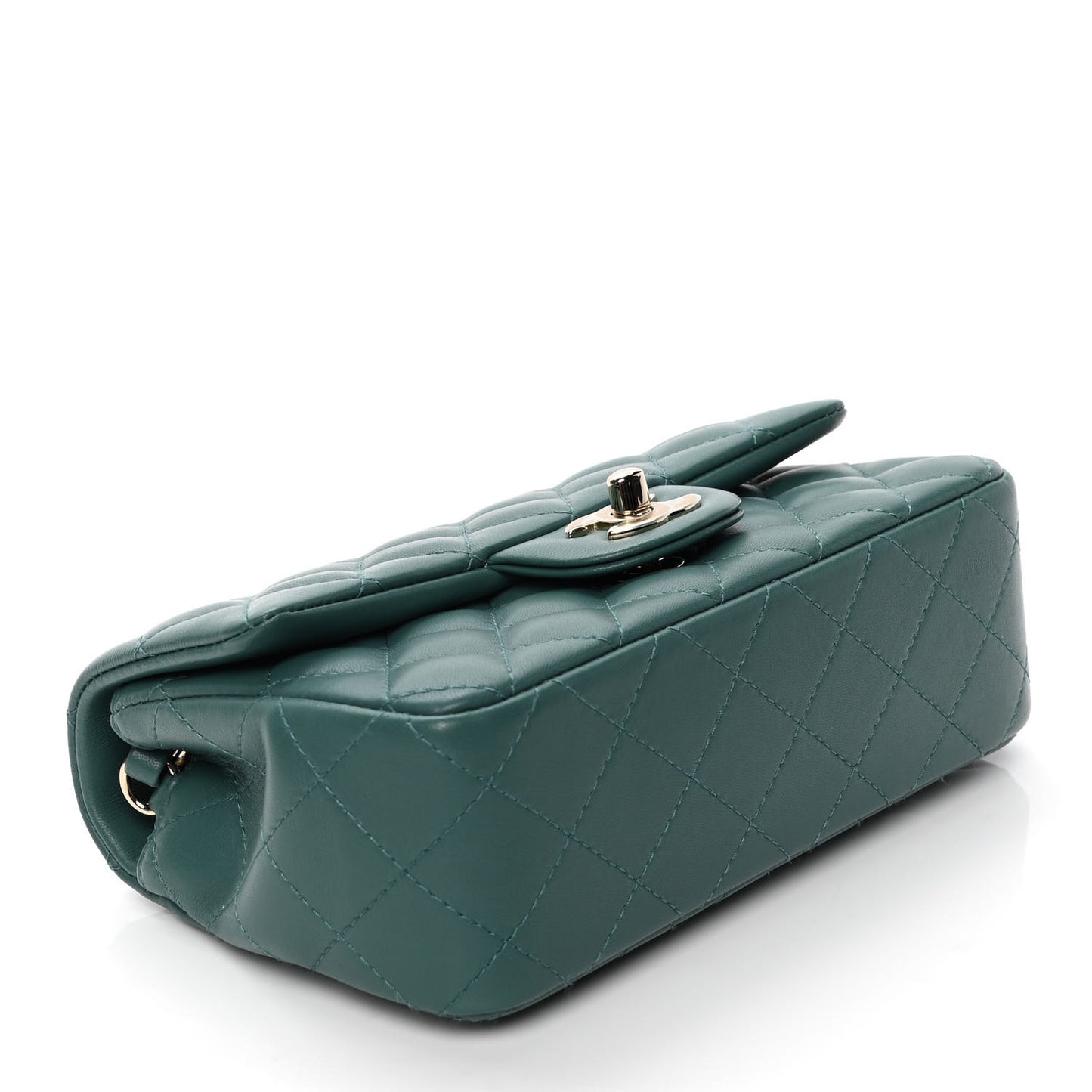 Lambskin Quilted Mini Rectangular Flap Green