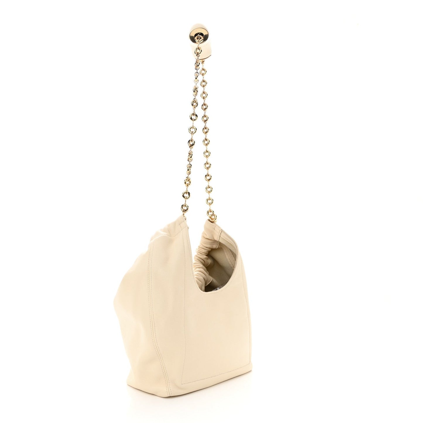 Buttery Nappa Lambskin Small Squeeze Bag Chalk