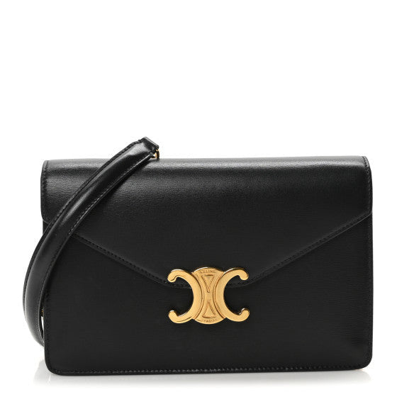Celine Shiny Calfskin Triomphe Margo Wallet on Chain Black 1 of 1