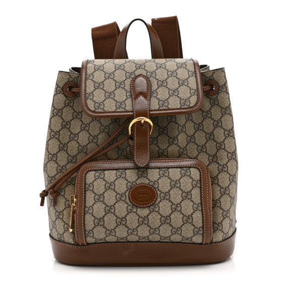 Gucci GG Supreme Monogram Azalea Calfskin Retro Interlocking G Buckle Backpack Beige Ebony Brown Sugar 2 of 2