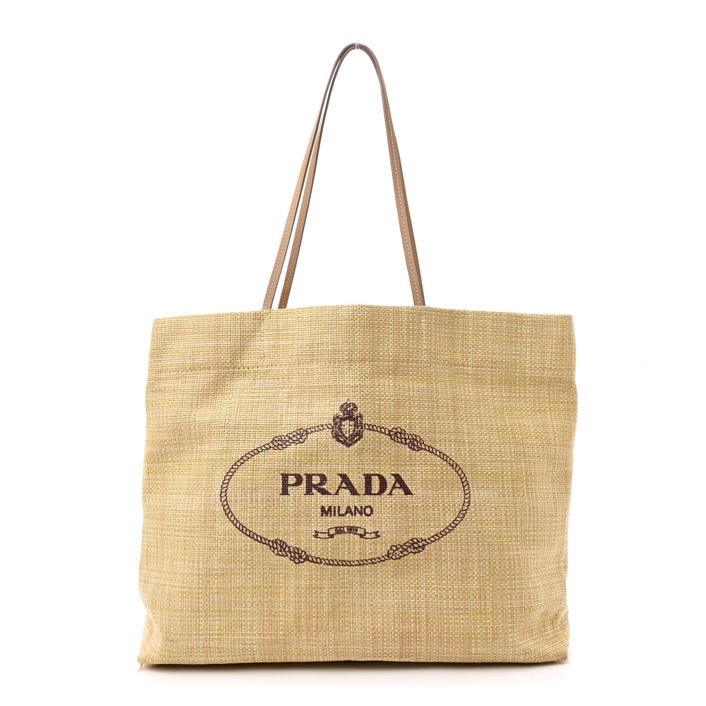 Raffia Logo Tote Naturale