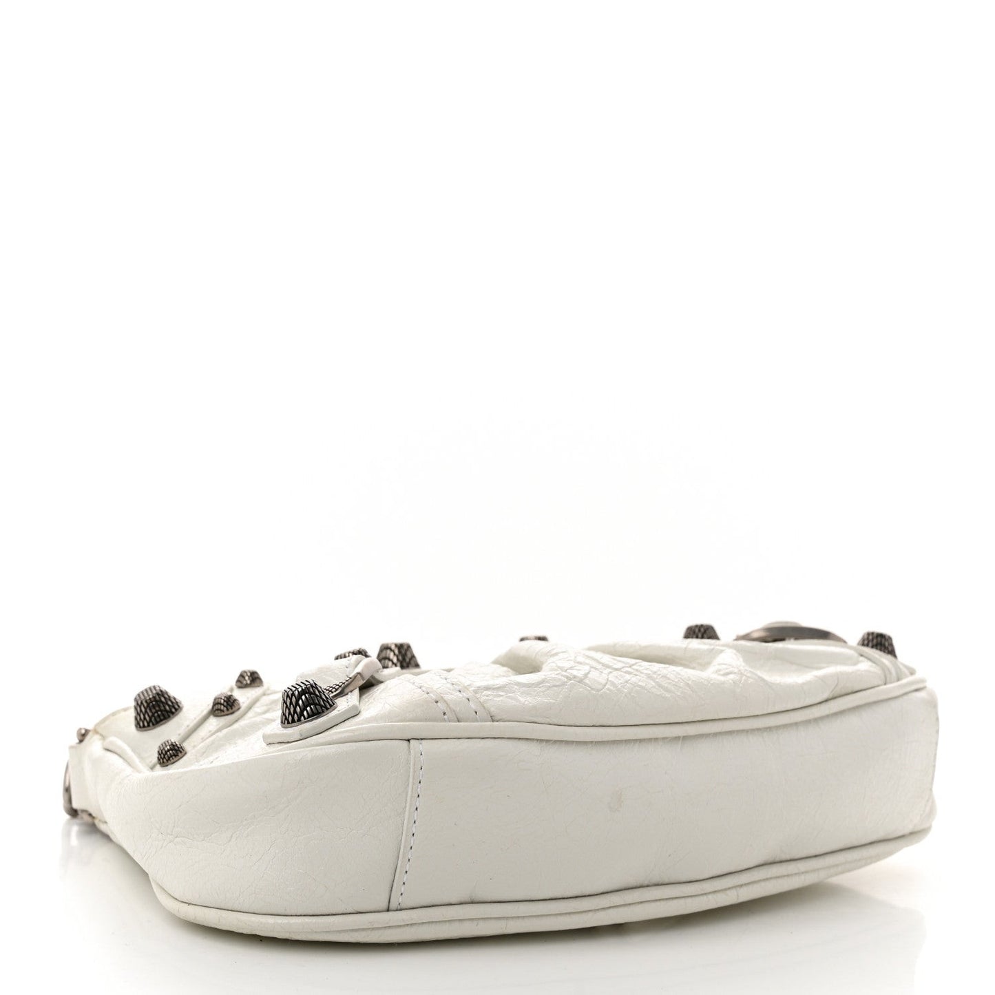Extra Supple Calfskin Crocodile Embossed Le Cagole Mini Purse With Chain White