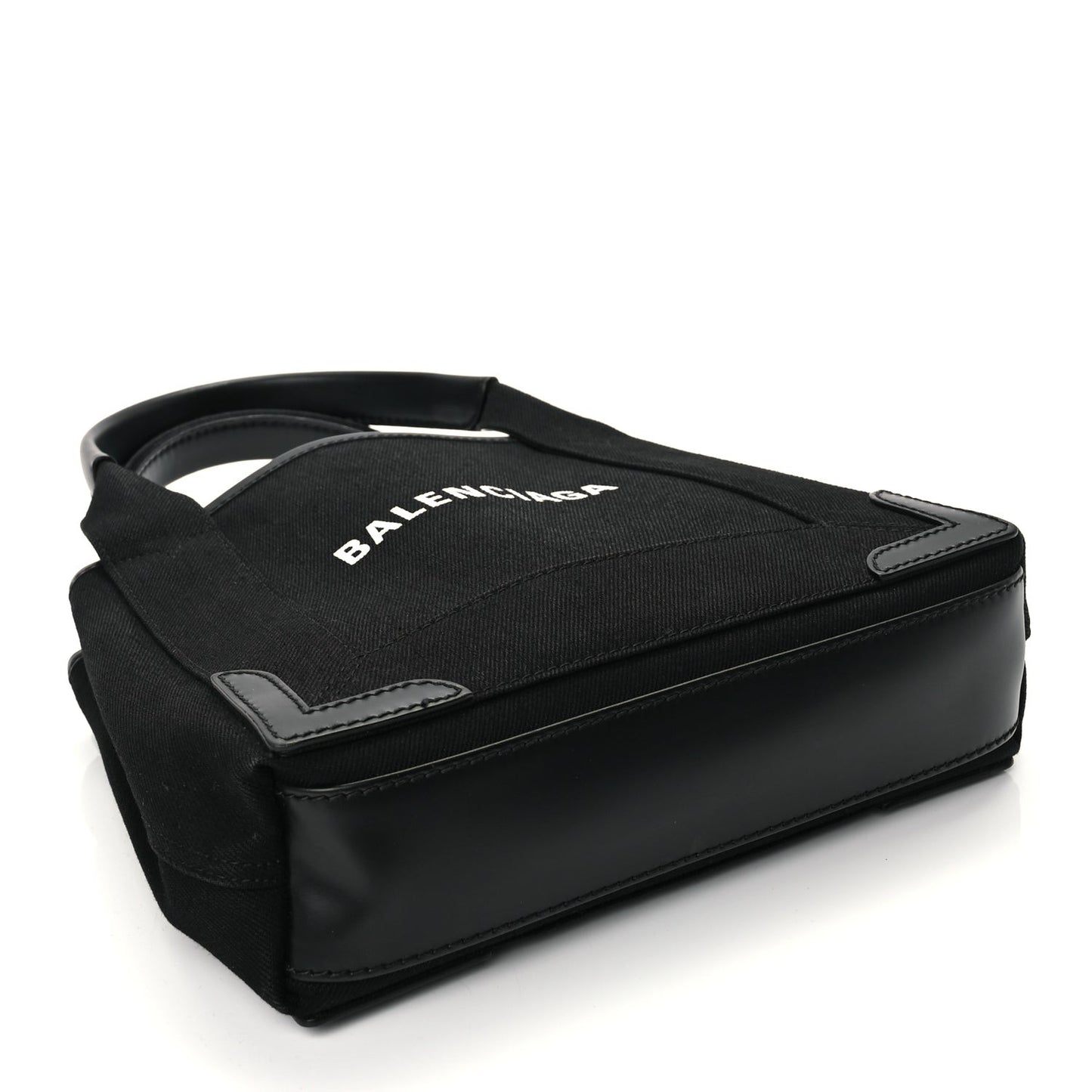 Cotton Canvas Calfskin Navy Cabas XS Black