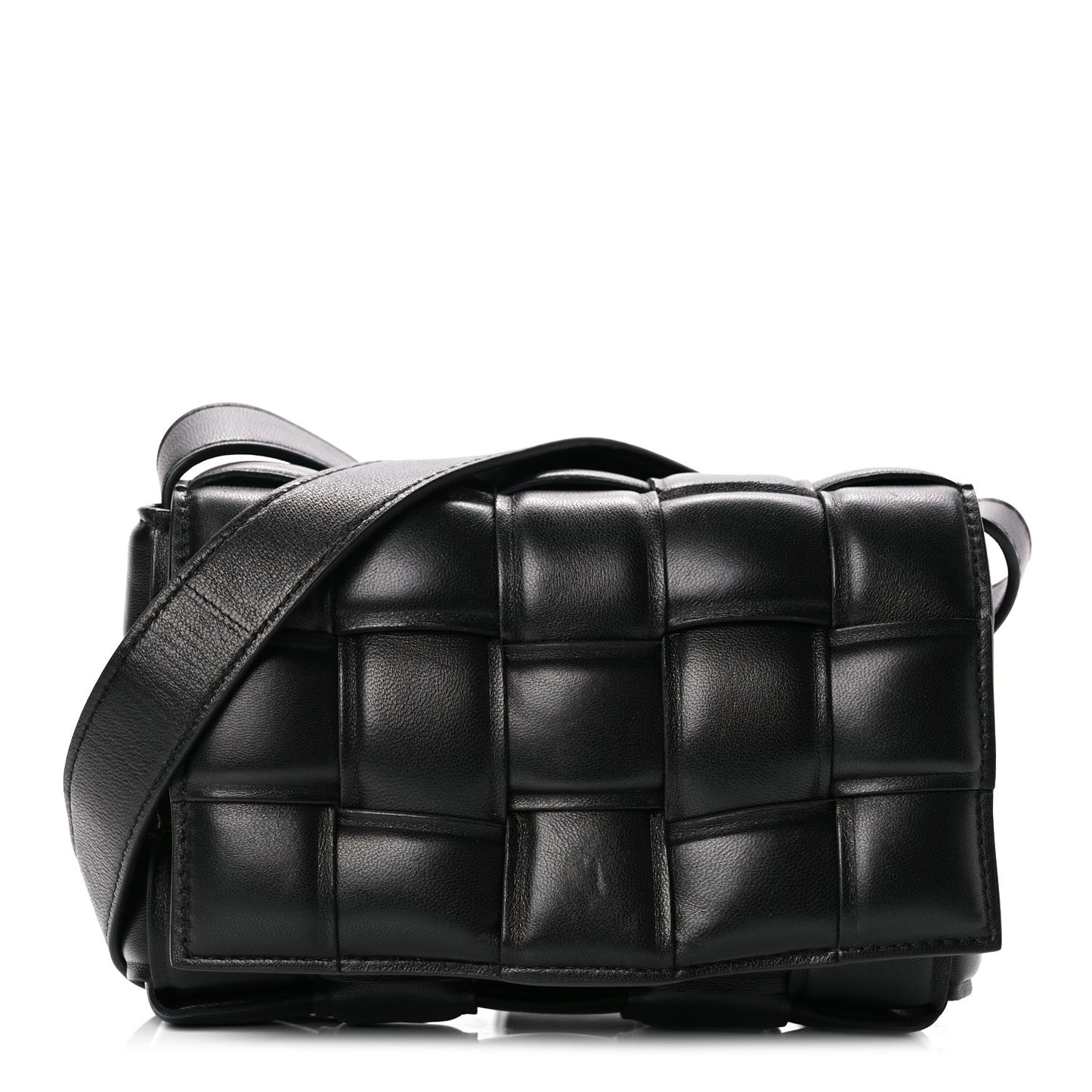 Nappa Maxi Intreccio Small Padded Cassette Crossbody Bag Black