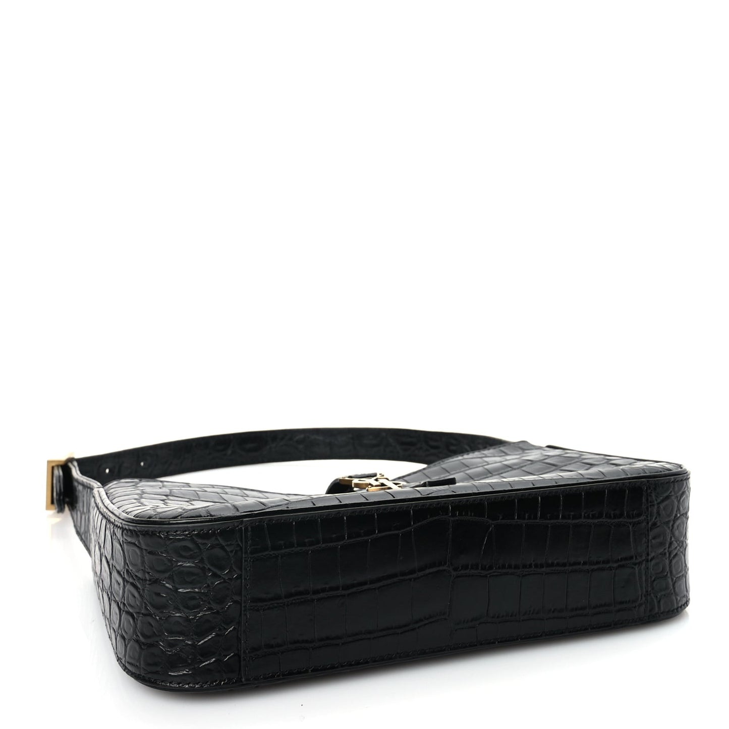 Calfskin Crocodile Embossed Le 5 A 7 Hobo Black