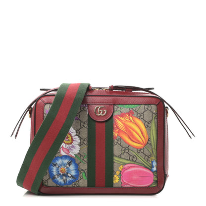 Gucci GG Supreme Monogram Flora Web Small Ophidia Top Handle Shoulder Bag Hibiscus Red 1 of 10