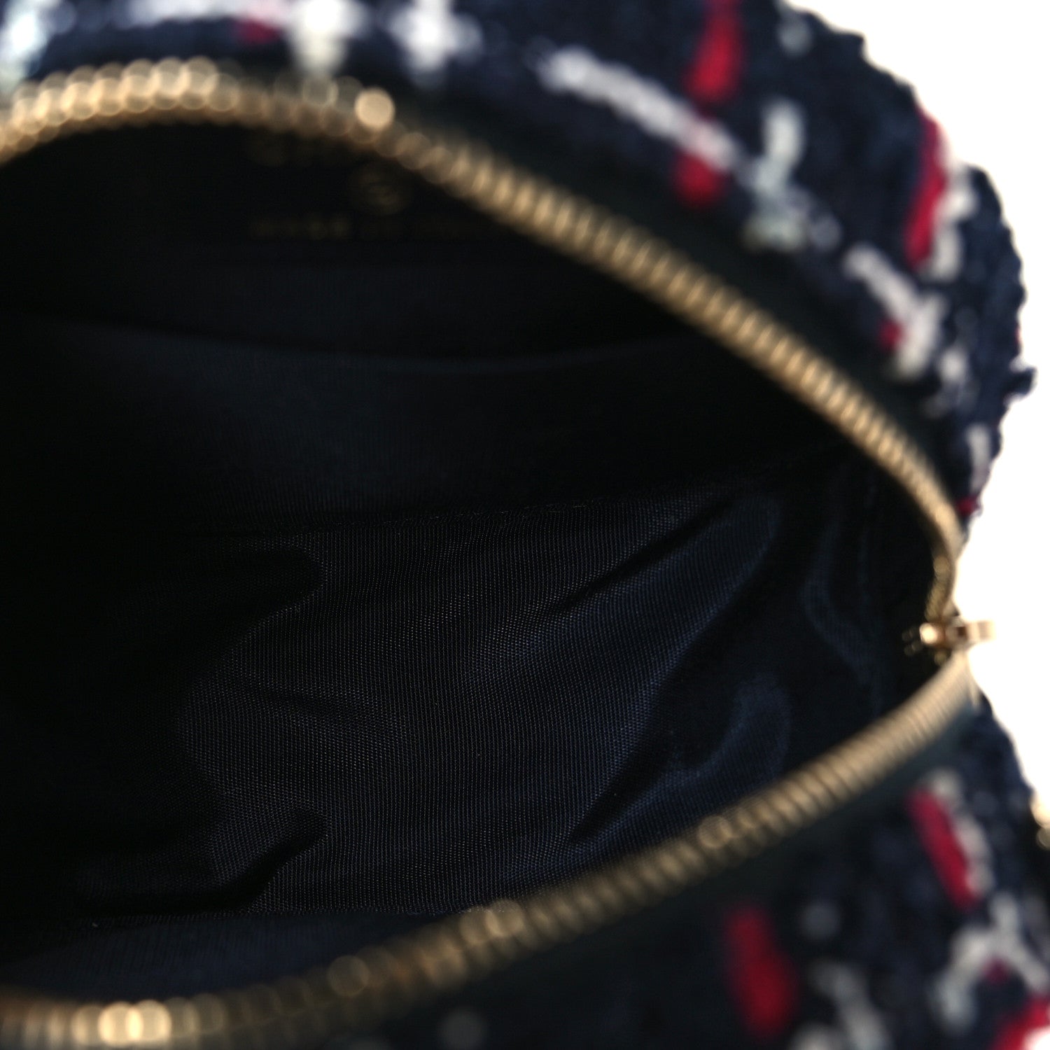 Chanel Tweed Quilted Round Filigree Clutch With Chain Navy Blue 5 of 8