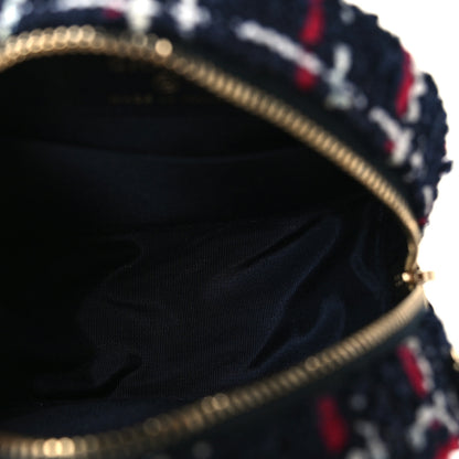 Chanel Tweed Quilted Round Filigree Clutch With Chain Navy Blue 5 of 8