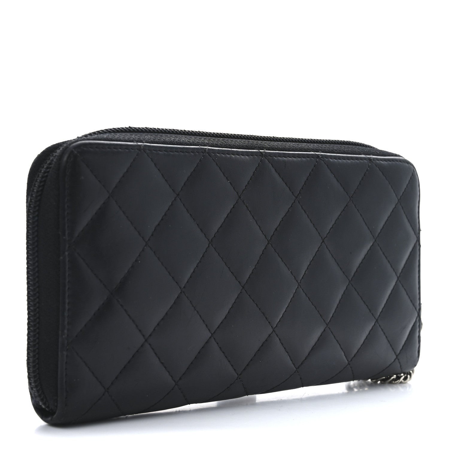 Chanel Calfskin Quilted Cambon Large Gusset Zip Around Wallet Black 3 of 7
