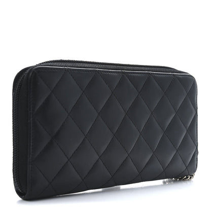 Chanel Calfskin Quilted Cambon Large Gusset Zip Around Wallet Black 3 of 7