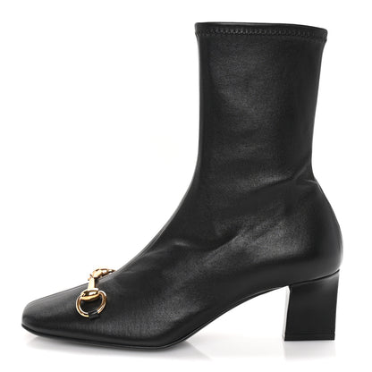 Gucci Shiny Calfskin Horsebit Signora Bootie 37 Black 1 of 7