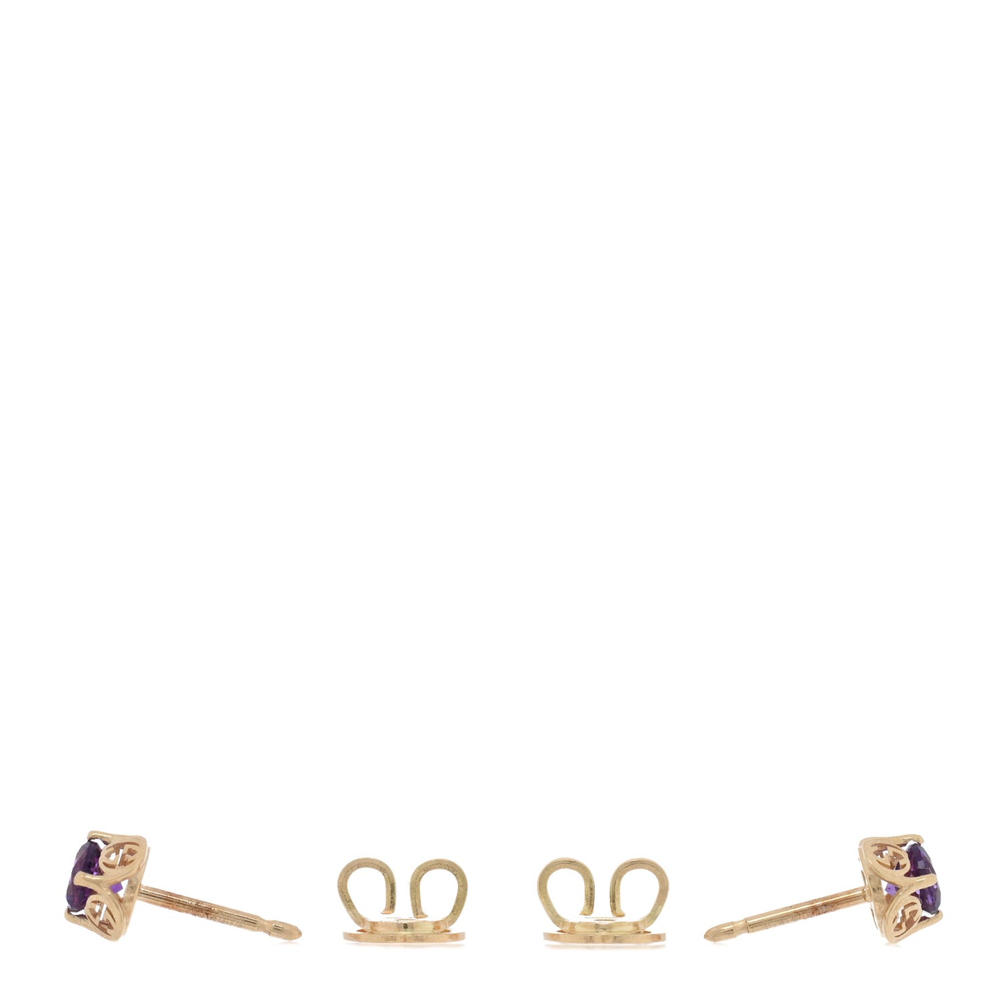 18K Yellow Gold Amethyst Interlocking G Stud Earrings