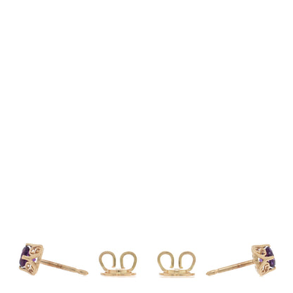 Gucci 18K Yellow Gold Amethyst Interlocking G Stud Earrings 3 of 5