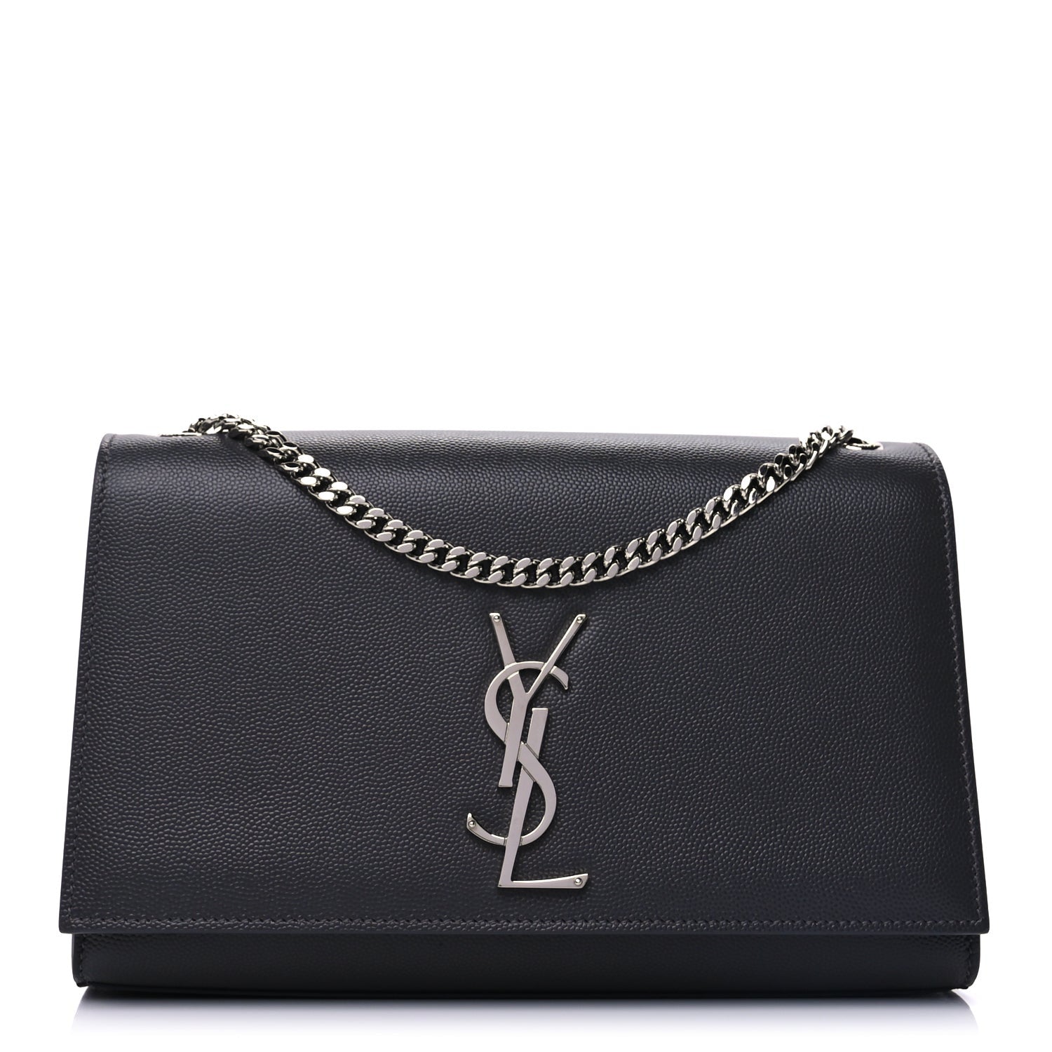 Saint Laurent Grain De Poudre Medium Classic Monogram Kate Satchel Fog 1 of 9