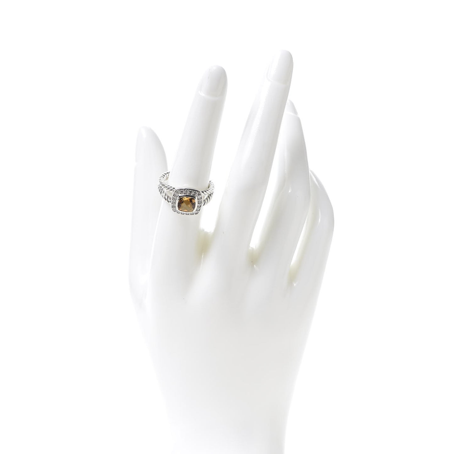 Sterling Silver Diamond Citrine 7mm Petite Albion Ring 54 7