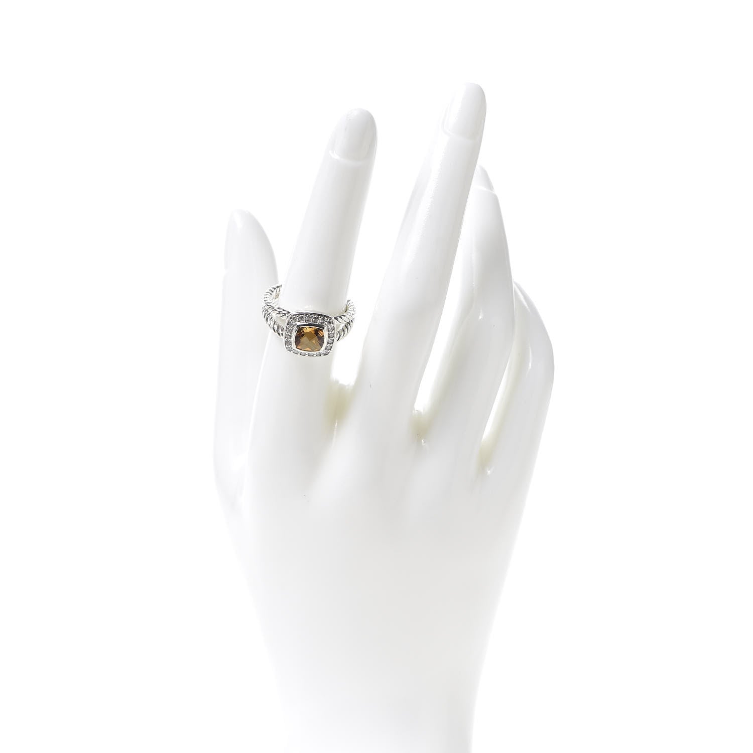 David Yurman Sterling Silver Diamond Citrine 7mm Petite Albion Ring 54 7 2 of 5