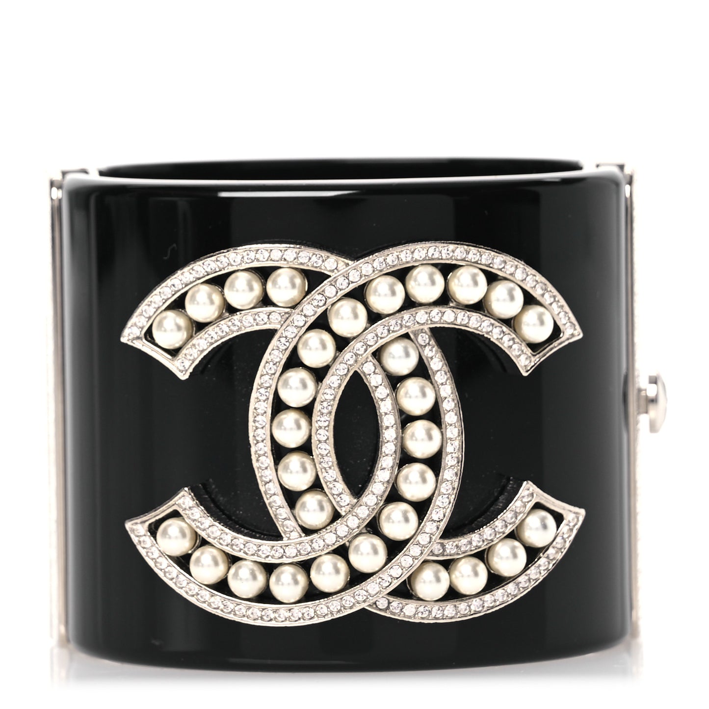 Resin Crystal Pearl CC Cuff Black