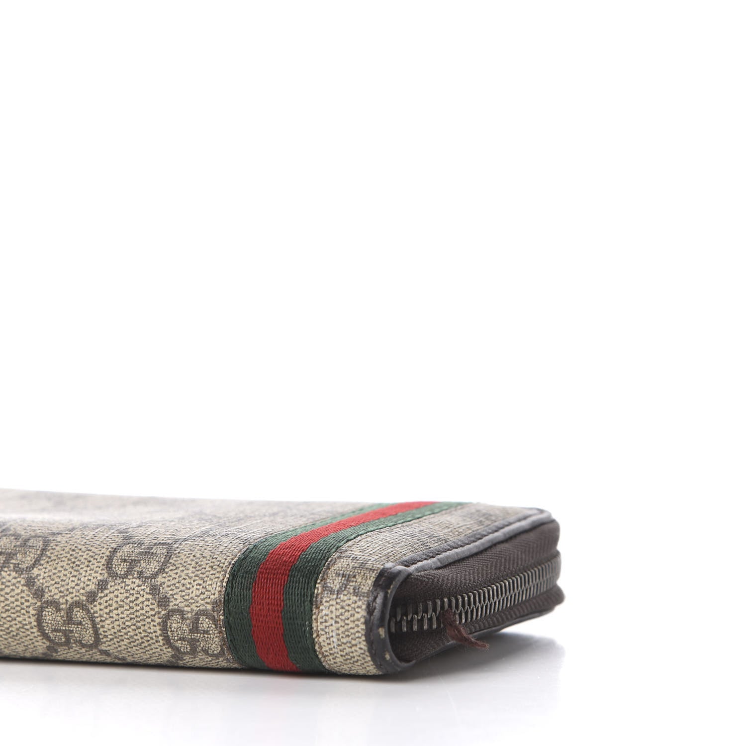 Gucci GG Supreme Monogram Web Zip Around Wallet Brown 6 of 7