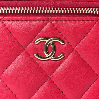 Chanel Lambskin Quilted Top Handle Mini Vanity Case With Chain Dark Pink 8 of 10